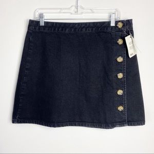 NWT ASOS Black Button Denim Skirt